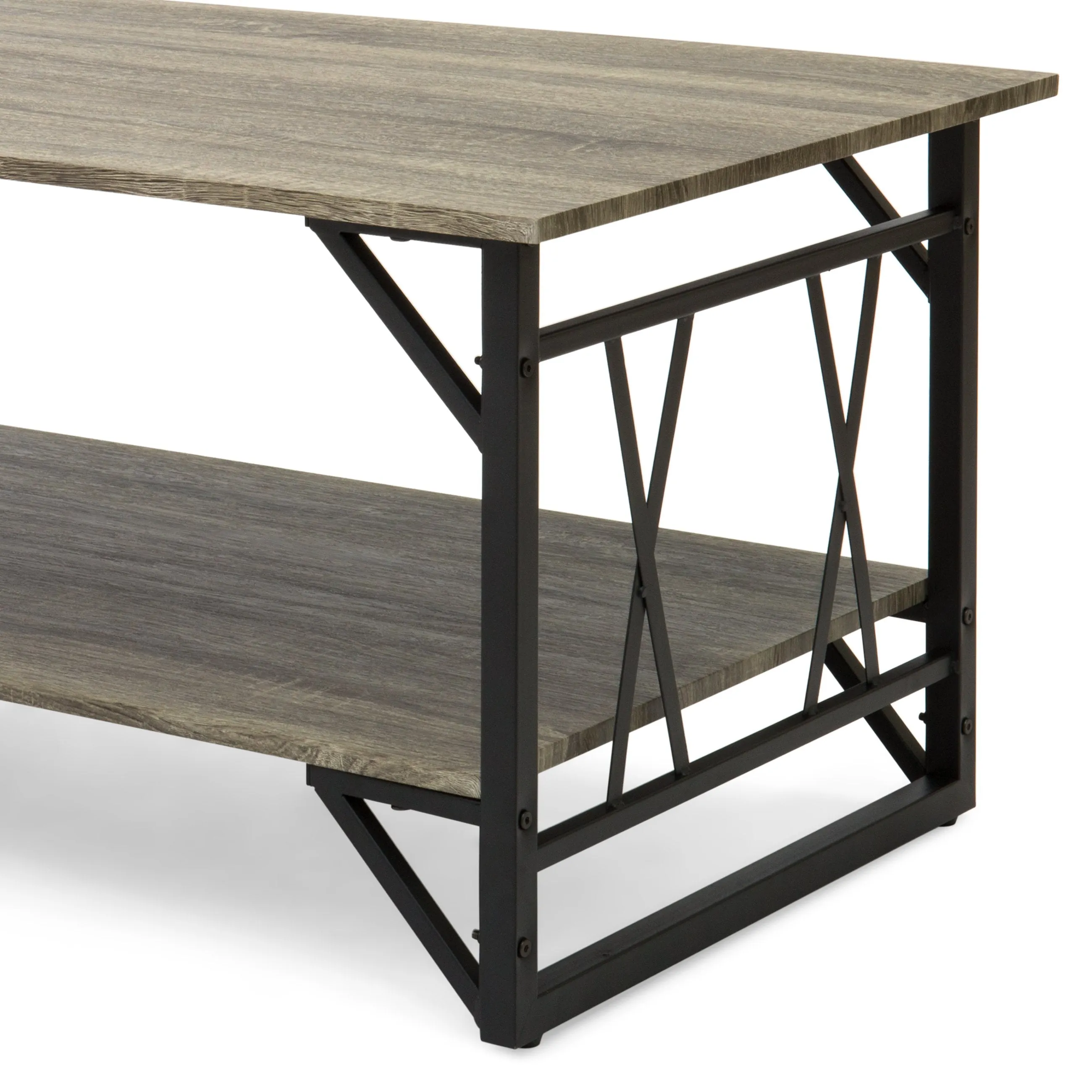 Modern Contemporary Style Wooden Coffee Table w/ Metal Legs - Gray