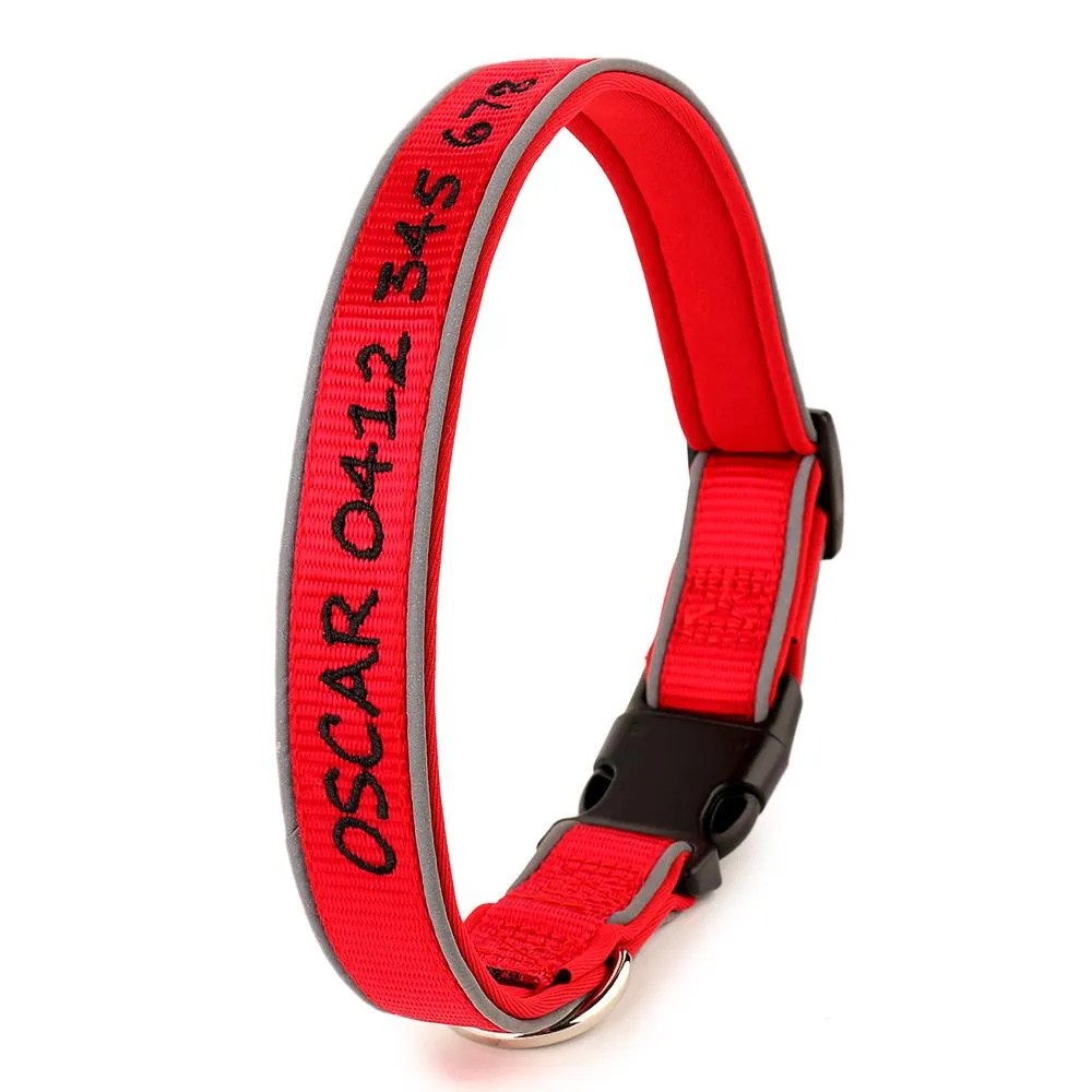 (NEW DESIGN) Super Premium - Nylon & Padded Neoprene with Safety Reflection Strips Dog Collars