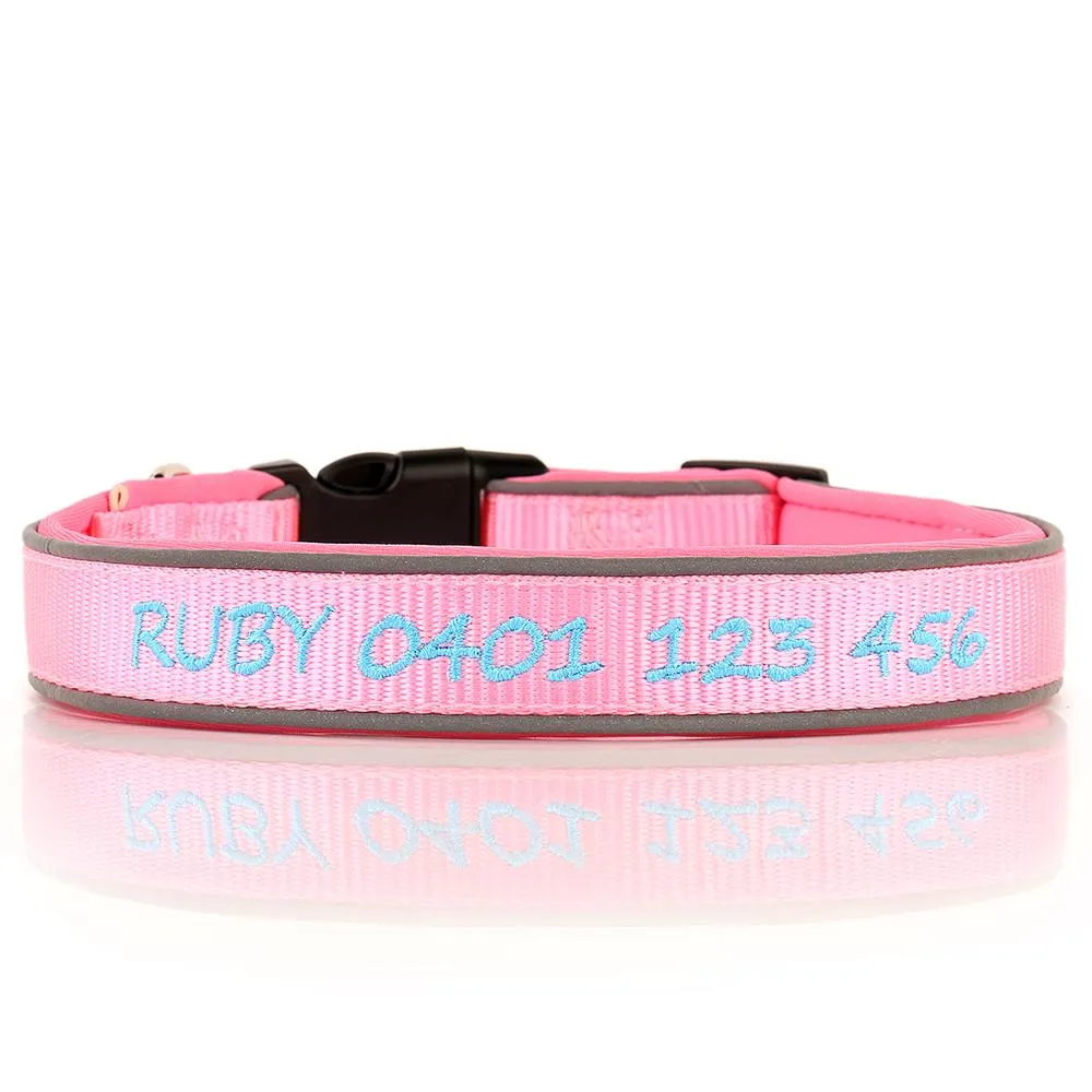 (NEW DESIGN) Super Premium - Nylon & Padded Neoprene with Safety Reflection Strips Dog Collars