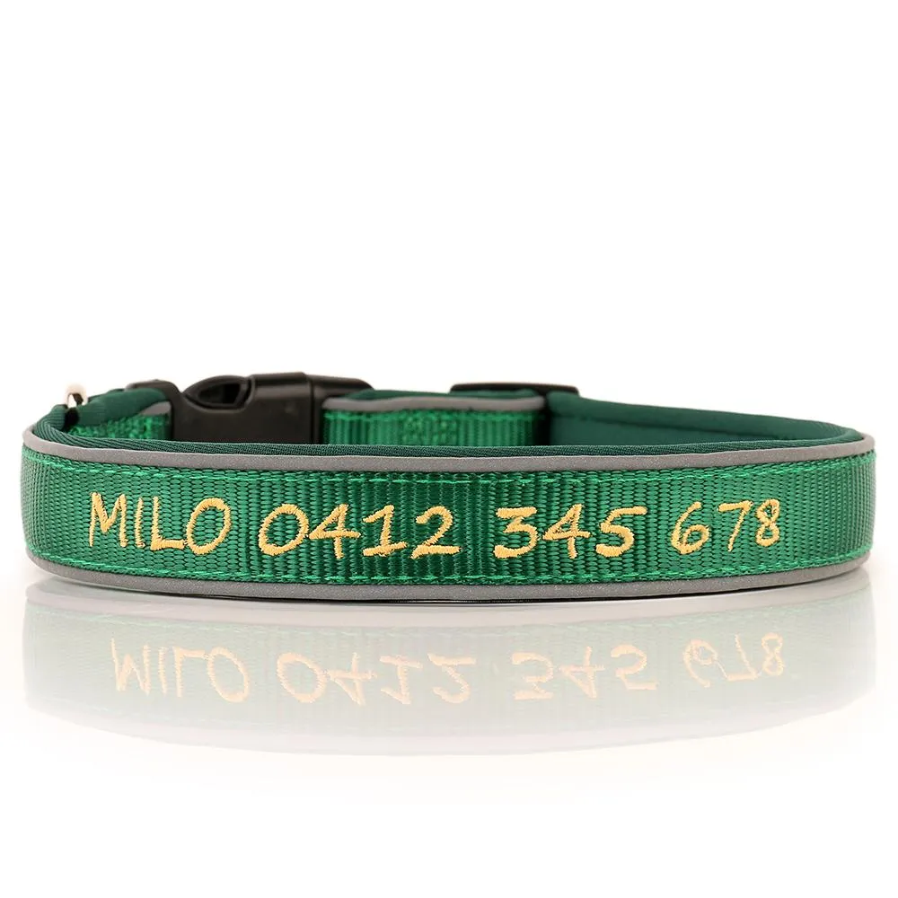 (NEW DESIGN) Super Premium - Nylon & Padded Neoprene with Safety Reflection Strips Dog Collars