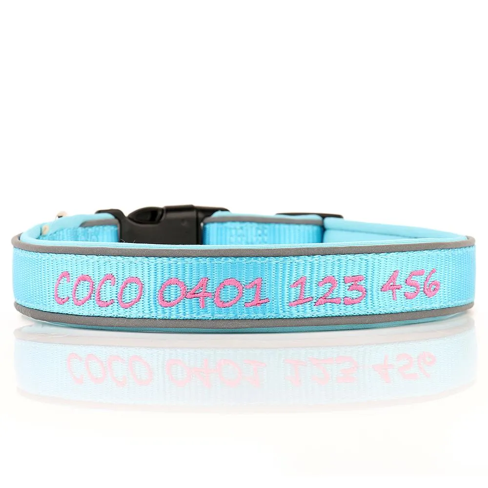 (NEW DESIGN) Super Premium - Nylon & Padded Neoprene with Safety Reflection Strips Dog Collars