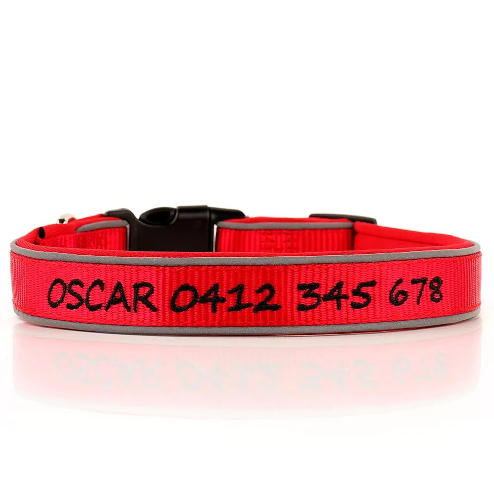 (NEW DESIGN) Super Premium - Nylon & Padded Neoprene with Safety Reflection Strips Dog Collars