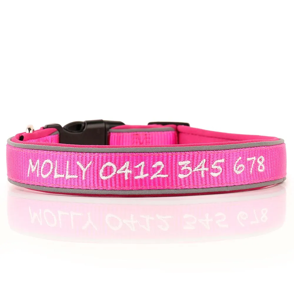 (NEW DESIGN) Super Premium - Nylon & Padded Neoprene with Safety Reflection Strips Dog Collars