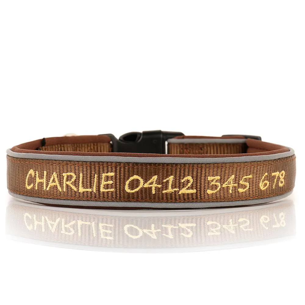 (NEW DESIGN) Super Premium - Nylon & Padded Neoprene with Safety Reflection Strips Dog Collars