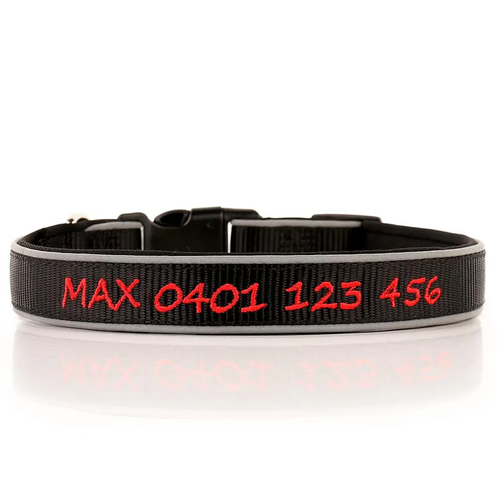 (NEW DESIGN) Super Premium - Nylon & Padded Neoprene with Safety Reflection Strips Dog Collars