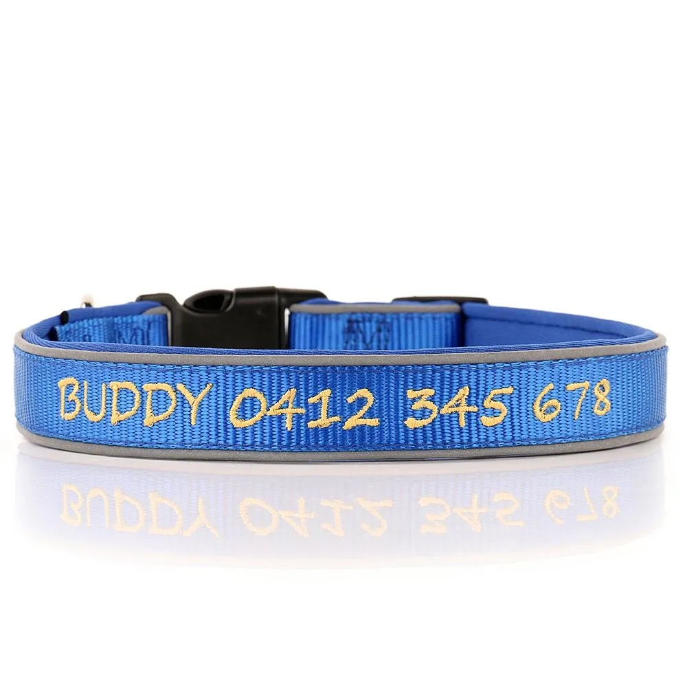 (NEW DESIGN) Super Premium - Nylon & Padded Neoprene with Safety Reflection Strips Dog Collars