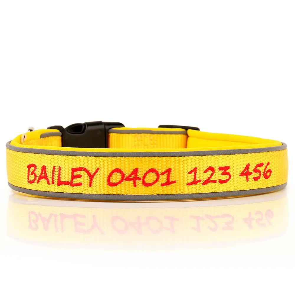 (NEW DESIGN) Super Premium - Nylon & Padded Neoprene with Safety Reflection Strips Dog Collars