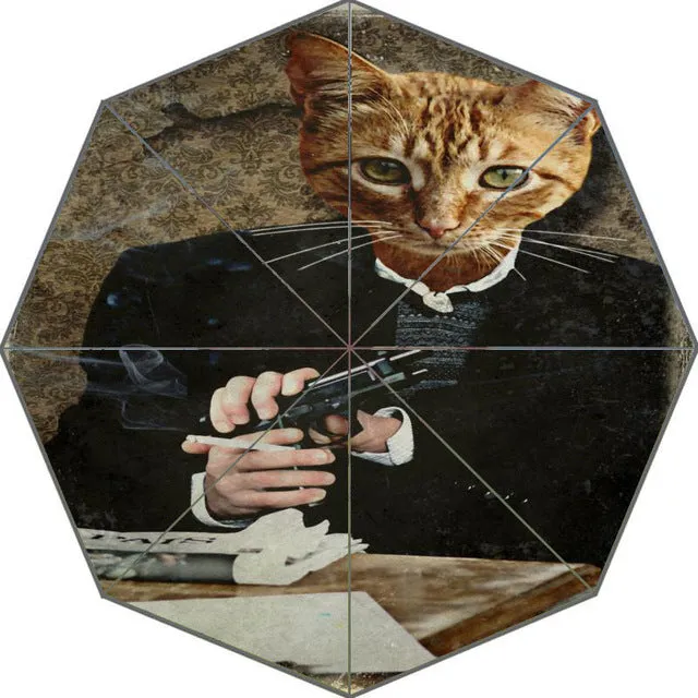 Nice Cartoon Kitten Cat Umbrella Custom Sunny and Rainy Umbrella Design Portable Fashion Stylish Useful Umbrellas Good Gift