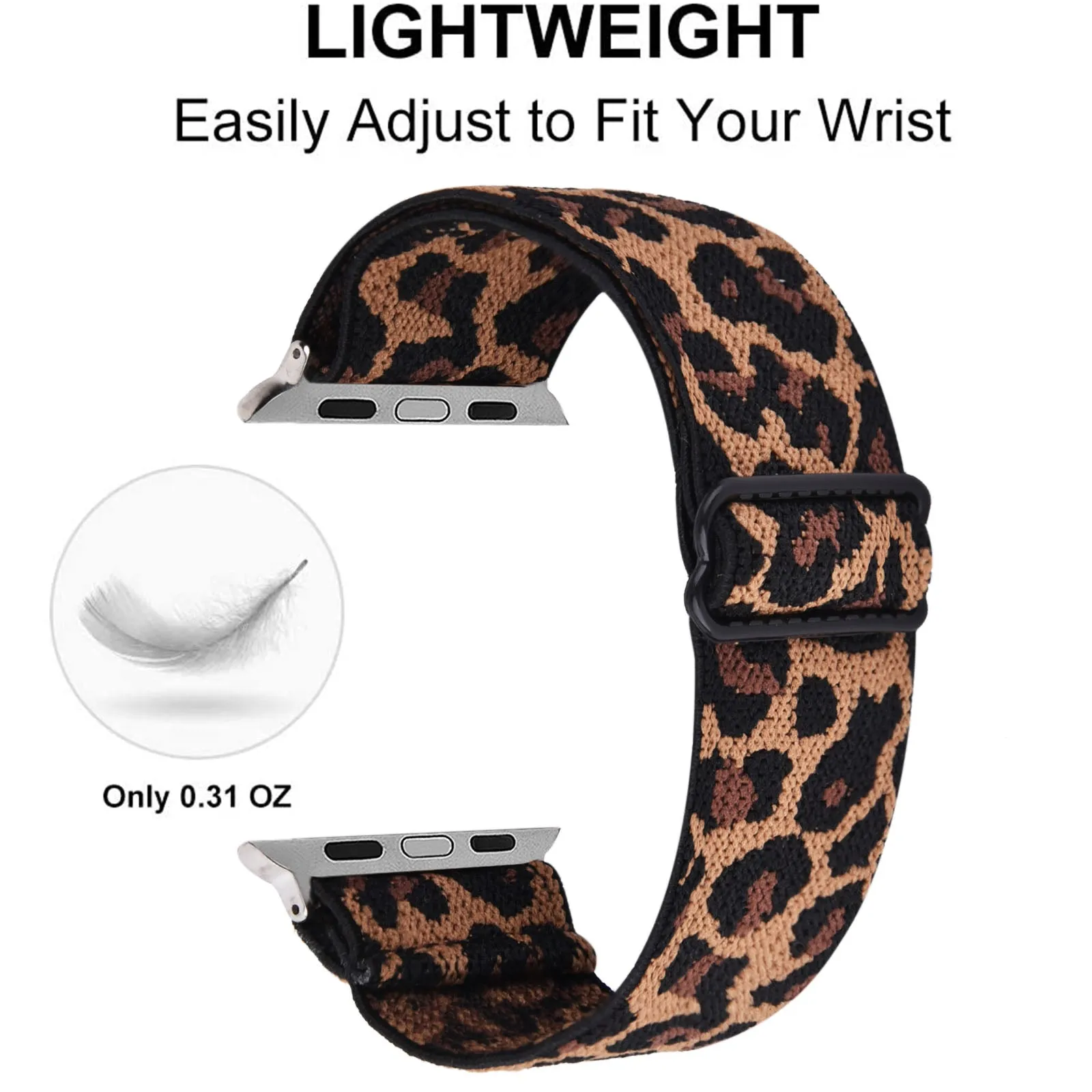 Nylon Stretchy Loop Band for Apple Watch-Leopard Print