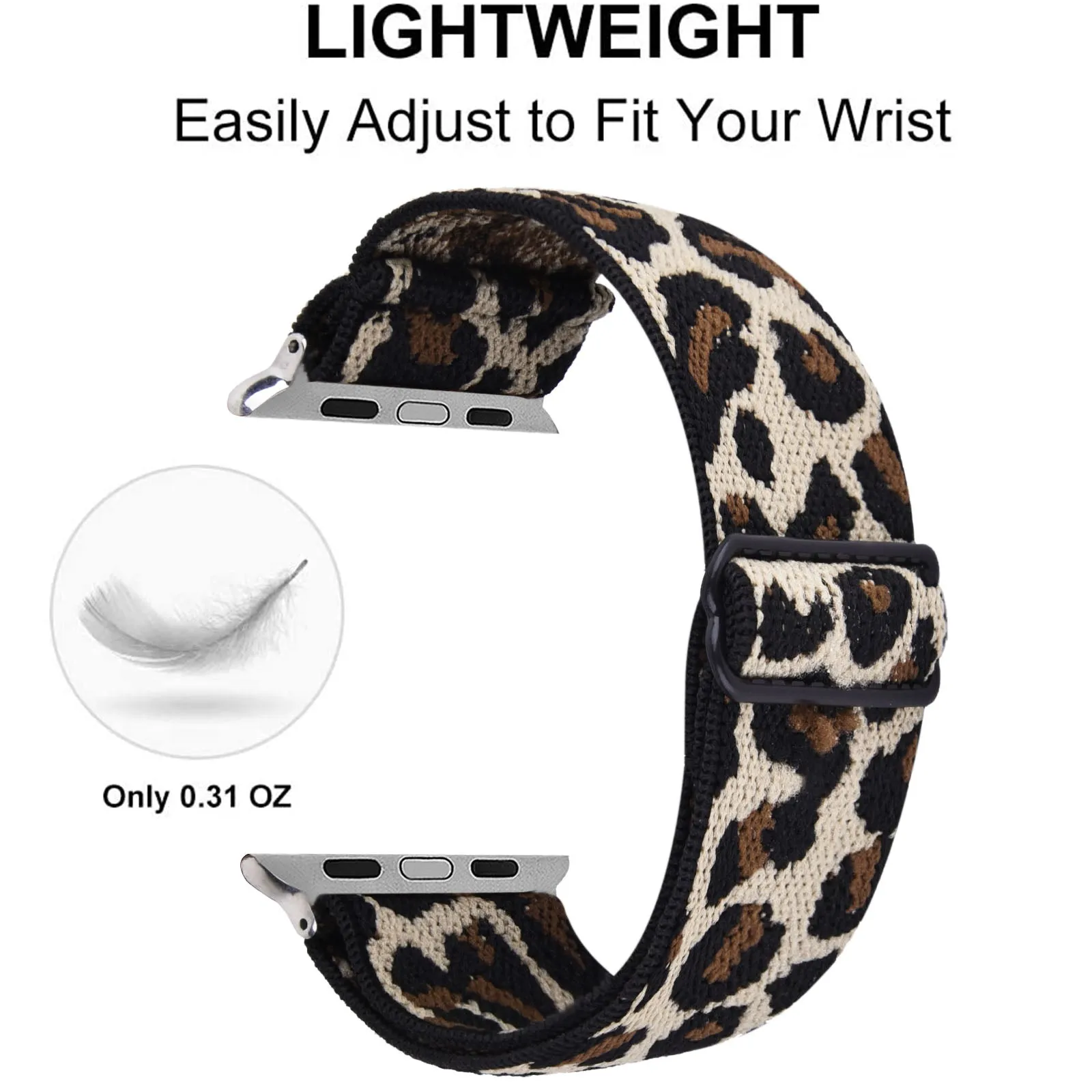 Nylon Stretchy Loop Band for Apple Watch-Leopard Print