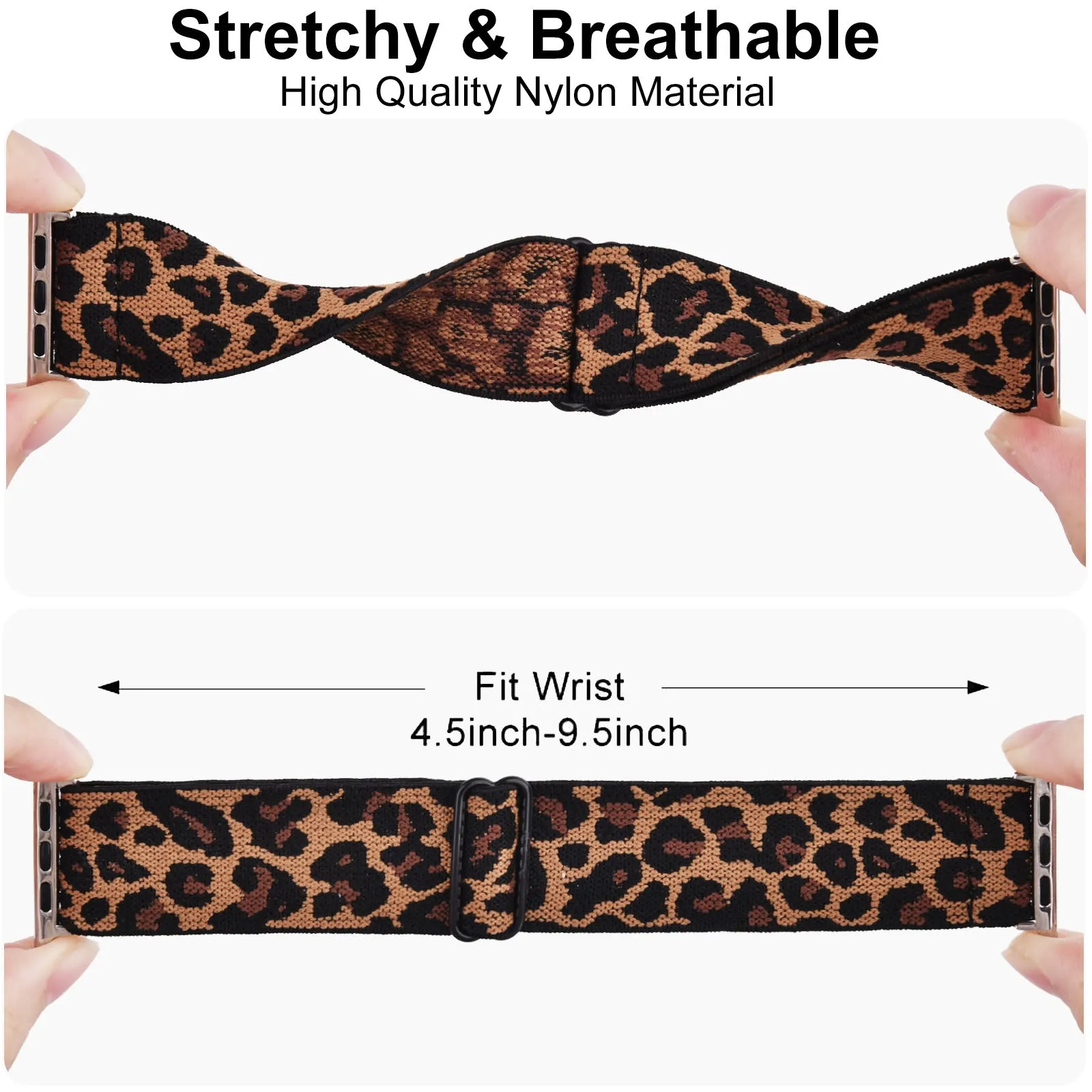 Nylon Stretchy Loop Band for Apple Watch-Leopard Print