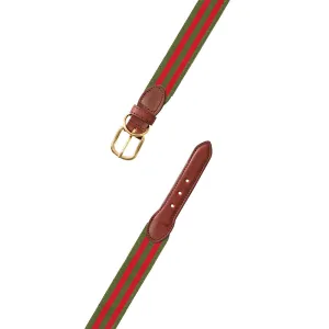 Olive & Red Grosgrain Ribbon Dog Collar