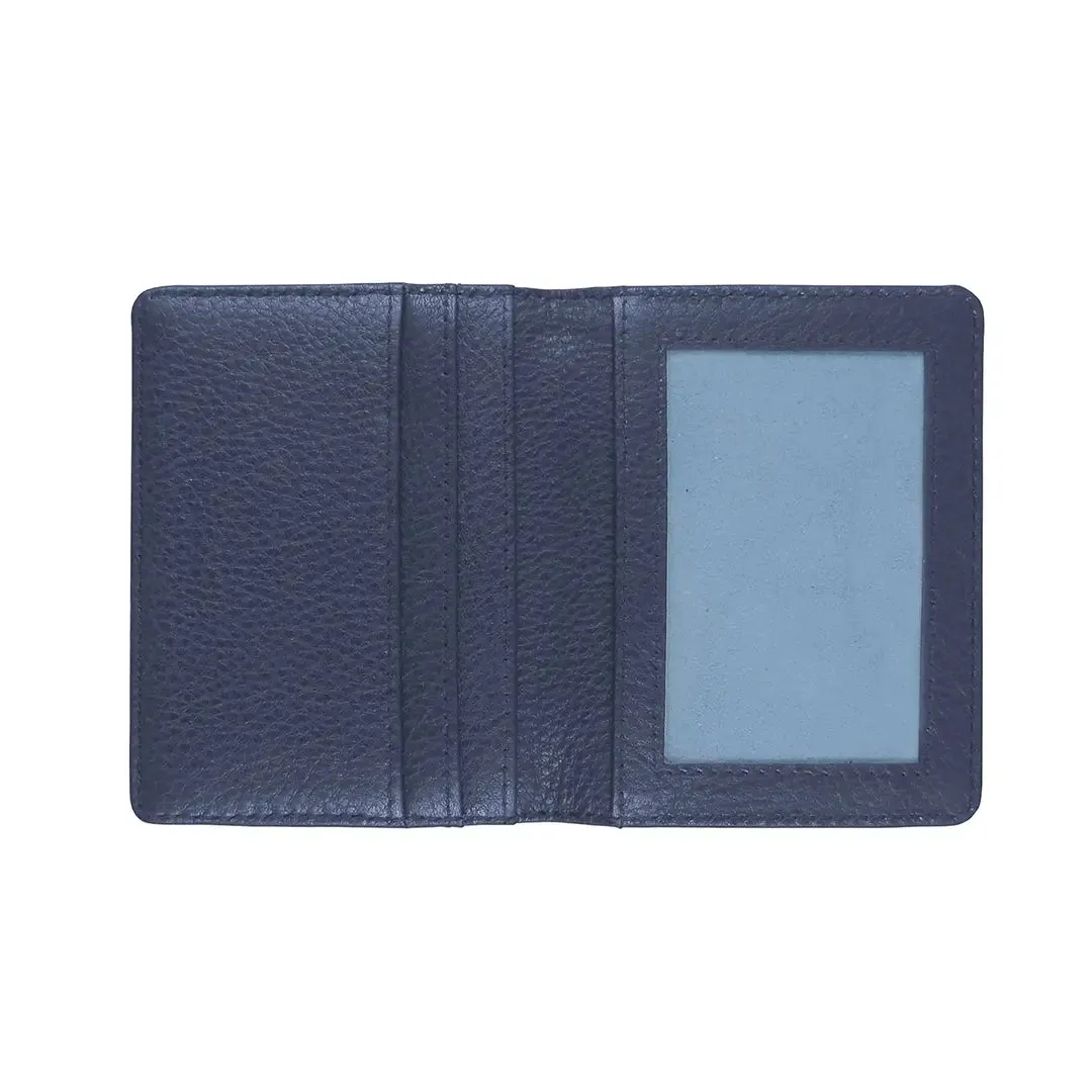 Pase Travel Card Holder - Navy Leather & Cream Stitching by Pampeano