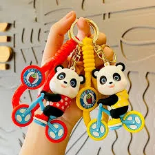 Red Panda Cycle | 3D Lanyard Keychain | Silicone