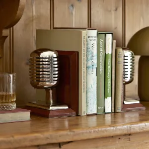 Retro Microphone Book Ends