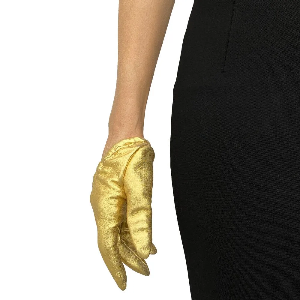 Stephanie 2 - Women's Gold Unlined Leather Gloves