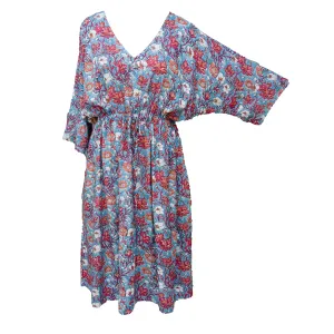 Stone Blue Floral Viscose Maxi Dress UK Size 18-32 M89