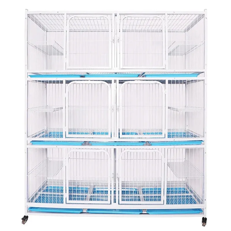 Strong durable multilevel stacked cages 3 storeys with cat shelf