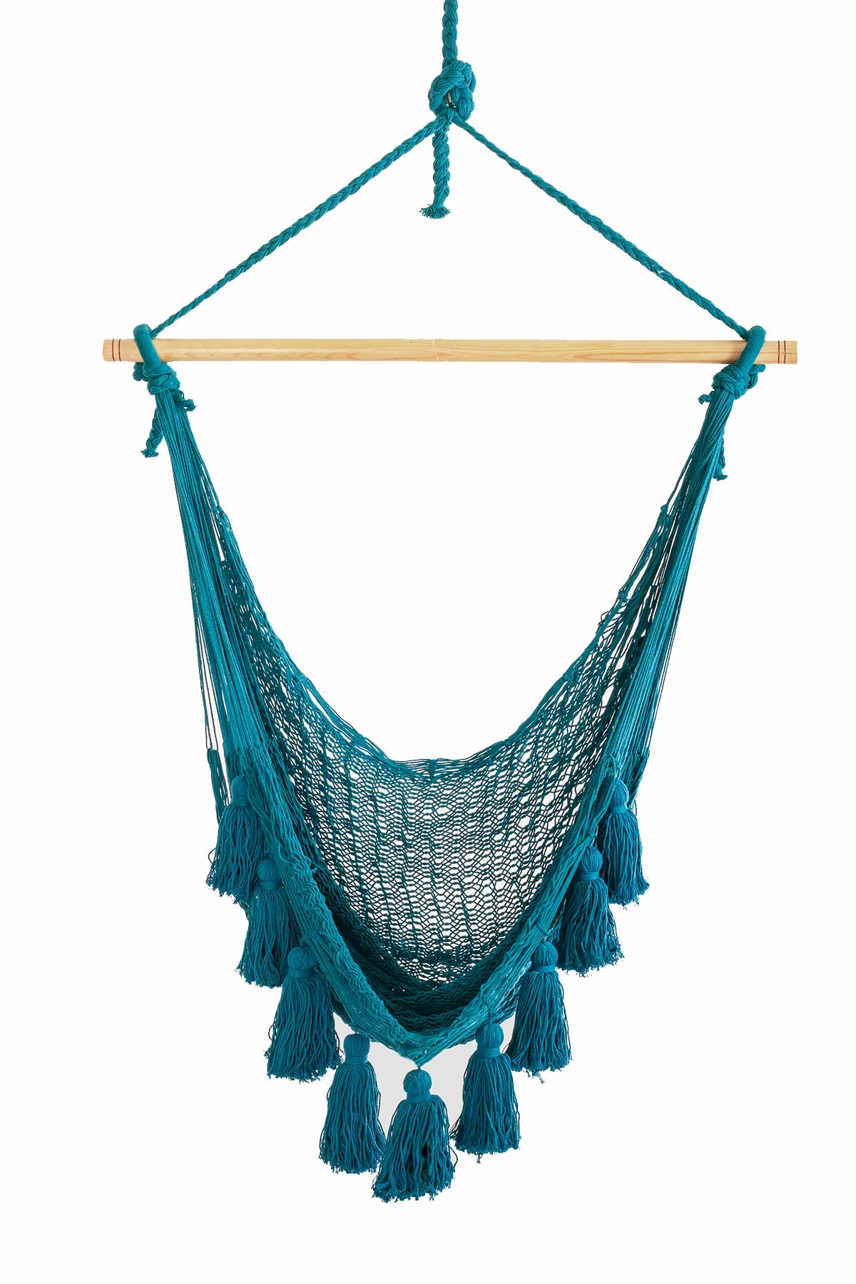 Teal Cotton Mexican Hammock swing from Mexico, "Teal Swing Chair"