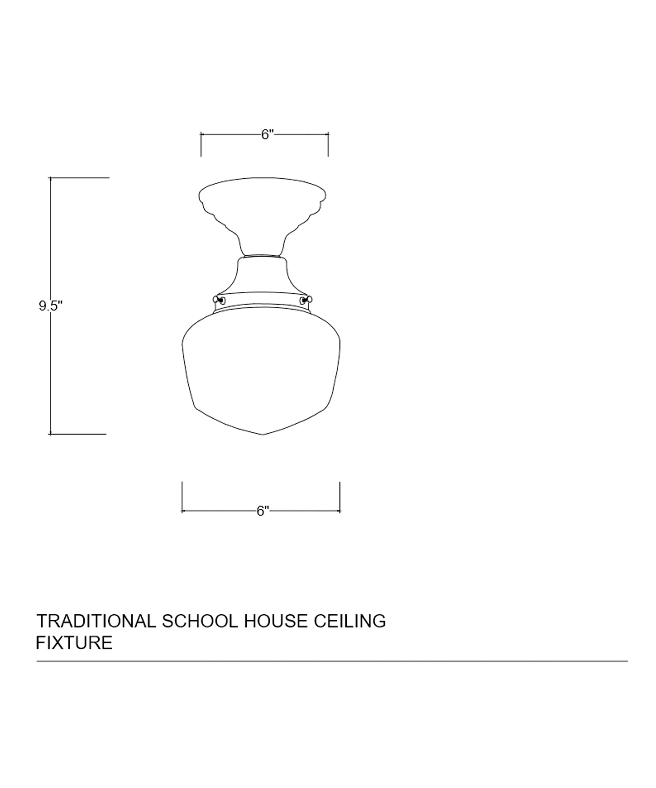 Traditional Schoolhouse Ceiling Fixture, 6"