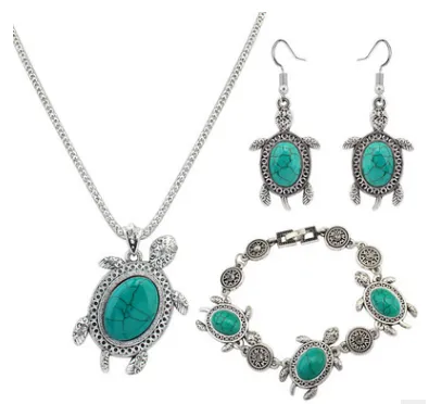 Turquoise Turtle Animal Fashion Necklace Set