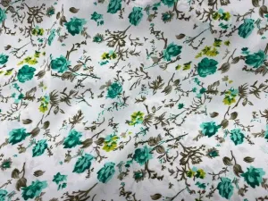 White Background Floral - Clearance Printed Crepe