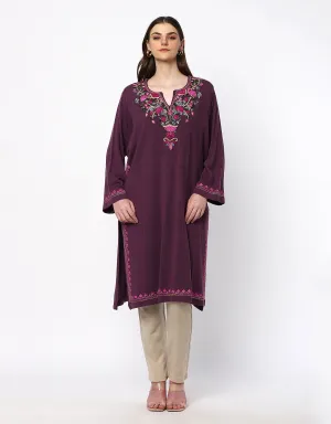 Women Woolen Kashmiri Embroidered Phiran