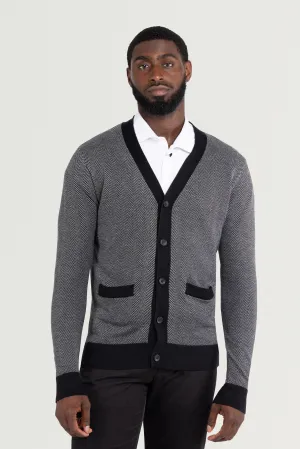 X RAY Men's Casual Herringbone Cardigan Sweater